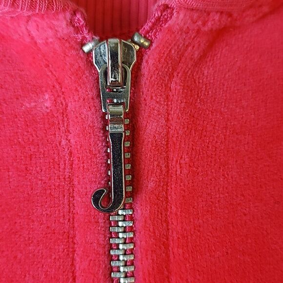 Juicy Couture Hot Pink Velour Full Zip Hoodie Drawstring Waist Jacket Size M - Picture 3 of 12